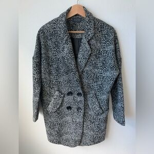 ASTR Cheetah Leopard Print Coat Jacket black and grey size S